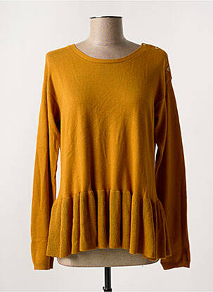 Pull coupe cintrée manches longues jaune KANOPE femme
