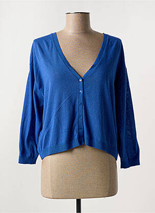 Gilet manches longues bleu LA FEE MARABOUTEE pour femme