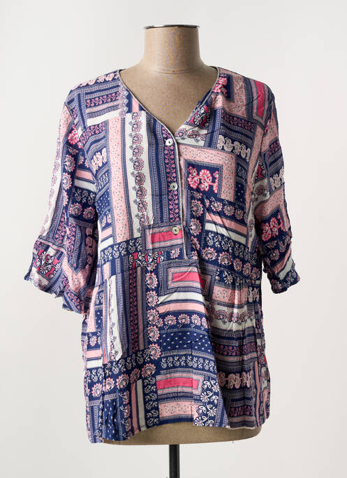 Blouse imprimé fleurs manches 3/4 bleu GRIFFON femme