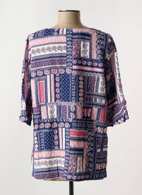 Blouse imprimé fleurs manches 3/4 bleu GRIFFON femme