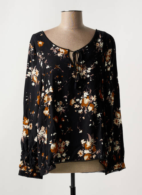 Blouse tissage popeline manches longues noir KANOPE femme