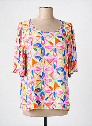 Blouse imprimé fantaisie manches courtes jaune SIGNE NATURE femme