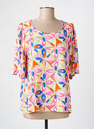 Blouse imprimé fantaisie manches courtes jaune SIGNE NATURE femme