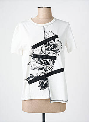 T-shirt sérigraphie manches courtes beige DESIGUAL femme