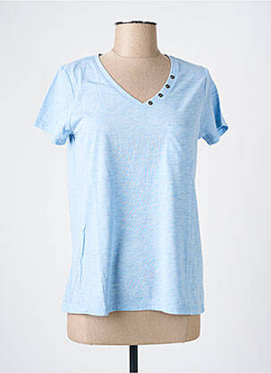 T-shirt col v manches courtes bleu CLOSETTE femme
