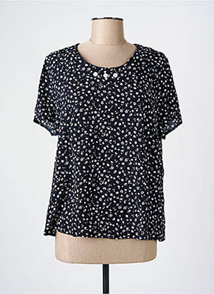 Blouse imprimé fleurs manches courtes noir FRANCE RIVOIRE femme