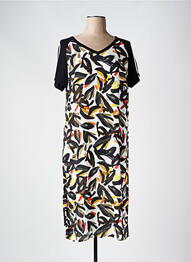 Robe mi-longue coupe fluide manches courtes noir TELMAIL femme
