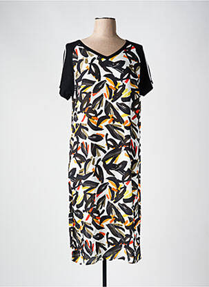 Robe mi-longue coupe fluide manches courtes noir TELMAIL femme