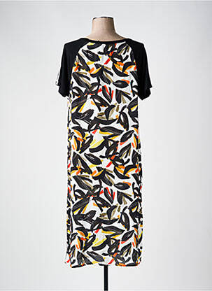 Robe mi-longue coupe fluide manches courtes noir TELMAIL femme