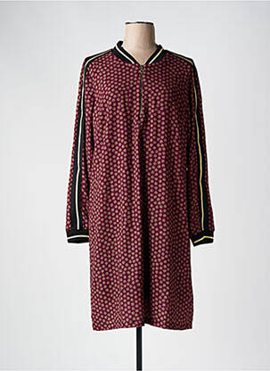 Robe mi-longue coupe fluide manches longues rouge FRED SABATIER femme