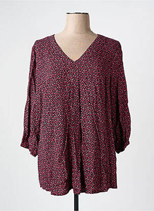 Blouse tissage popeline manches 3/4 rouge CISO femme