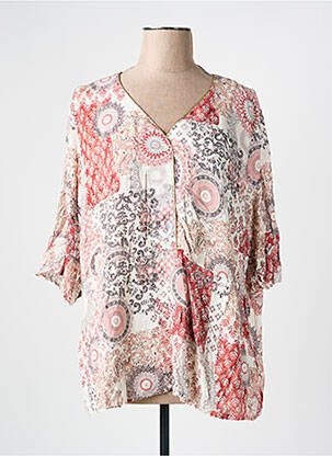 Chemisier imprimé fantaisie manches 3/4 rose GRIFFON femme