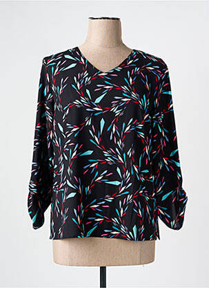 Blouse imprimé fleurs manches 3/4 noir GEVANA femme
