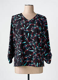 Blouse imprimé fleurs manches 3/4 noir GEVANA femme