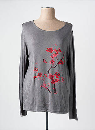 Pull tissage chiné manches longues gris AKELA KEY femme