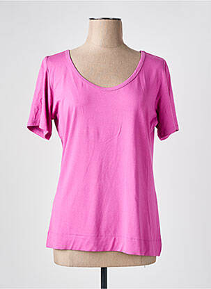 T-shirt col v manches courtes rose KANOPE femme