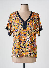 Blouse imprimé fleurs manches courtes jaune FRANCE RIVOIRE femme