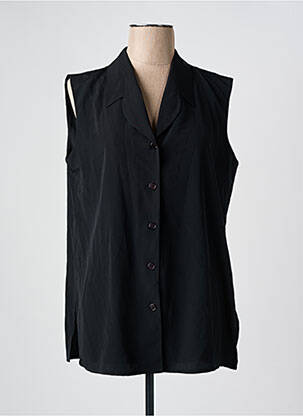 Chemisier tissage crêpe sans manche noir PRUNELLE femme
