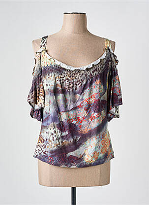 Blouse imprimé fantaisie manches courtes gris PAUSE CAFE femme