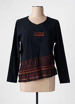 T-shirt noir PAUSE CAFE pour femme