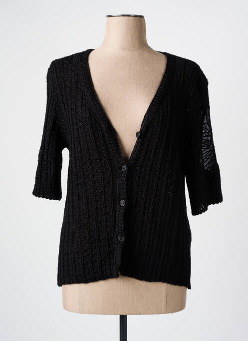 Gilet manches courtes fermeture boutonnée sur le devant noir PRUNELLE femme