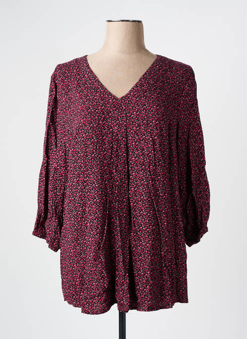 Blouse tissage popeline manches 3/4 rouge CISO femme