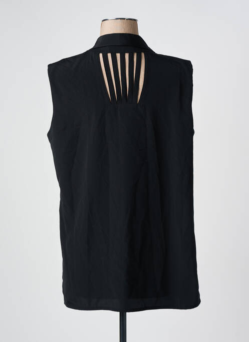 Chemisier tissage crêpe sans manche noir PRUNELLE femme