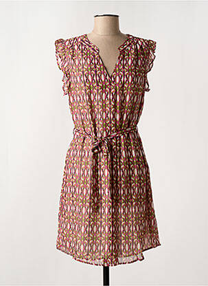 Robe courte manches courtes manches courtes rose ARELINE femme