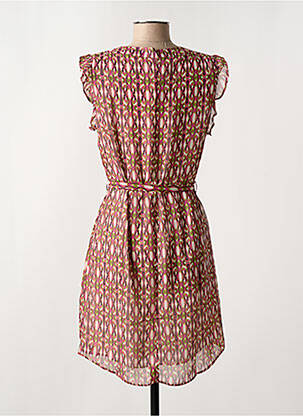 Robe courte manches courtes manches courtes rose ARELINE femme