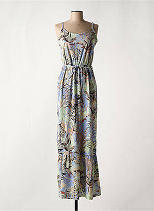 Robe longue tissage crêpe fines bretelles bleu GARCIA femme
