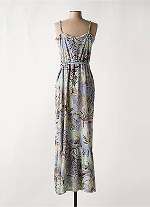 Robe longue tissage crêpe fines bretelles bleu GARCIA femme