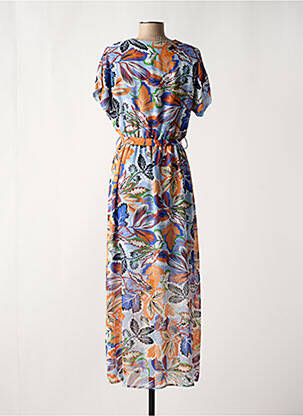 Robe longue manches courtes manches courtes bleu LA FEE MARABOUTEE femme
