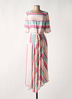 Robe longue manches courtes manches courtes rose COMMA, femme