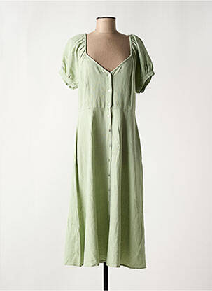Robe mi-longue tissage crêpe manches courtes vert VERO MODA femme