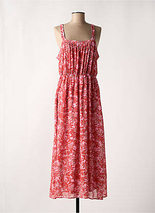Robe longue imprimé fleurs fines bretelles rouge VERO MODA femme