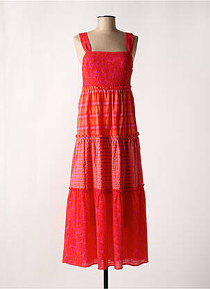 Robe longue coupe évasée fines bretelles rouge DESIGUAL femme