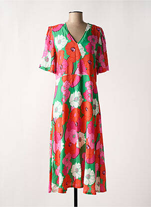 Robe longue manches courtes manches courtes orange SIGNE NATURE femme