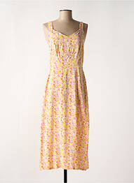 Robe longue imprimé fleurs fines bretelles jaune VERO MODA femme