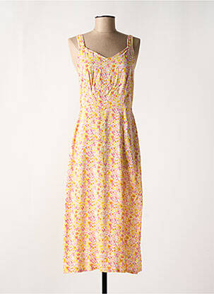 Robe longue imprimé fleurs fines bretelles jaune VERO MODA femme