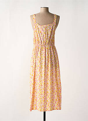Robe longue imprimé fleurs fines bretelles jaune VERO MODA femme