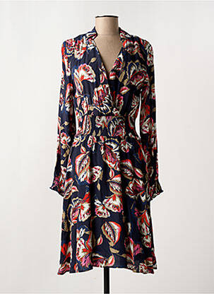 Robe mi-longue imprimé fleurs manches longues bleu MORGAN femme