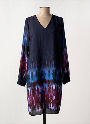 Robe mi-longue coupe fluide manches longues bleu LA FEE MARABOUTEE femme