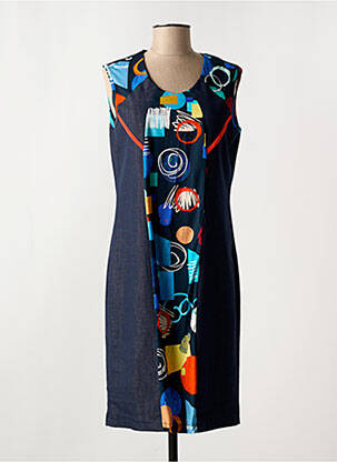 Robe mi-longue imprimé fantaisie sans manche bleu GRIFFON femme