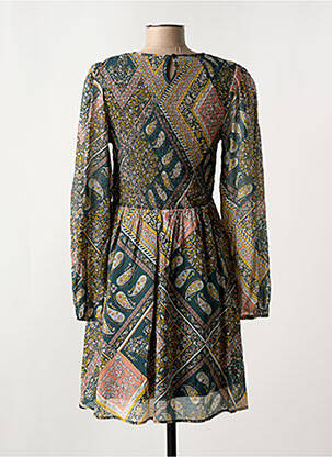 Robe mi-longue tissage crêpe manches longues vert MOLLY BRACKEN femme