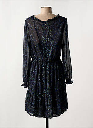 Robe courte coupe fluide manches longues noir DEELUXE femme