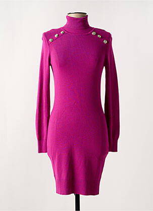 Robe pull stretch manches longues rose MORGAN femme