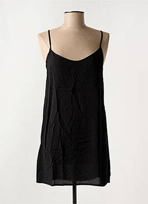 Robe courte col rond fines bretelles noir SEE U SOON femme