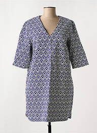 Robe courte fermeture zippée au dos manches courtes bleu SEE U SOON femme