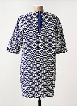 Robe courte fermeture zippée au dos manches courtes bleu SEE U SOON femme