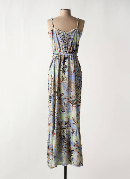 Robe longue tissage crêpe fines bretelles bleu GARCIA femme